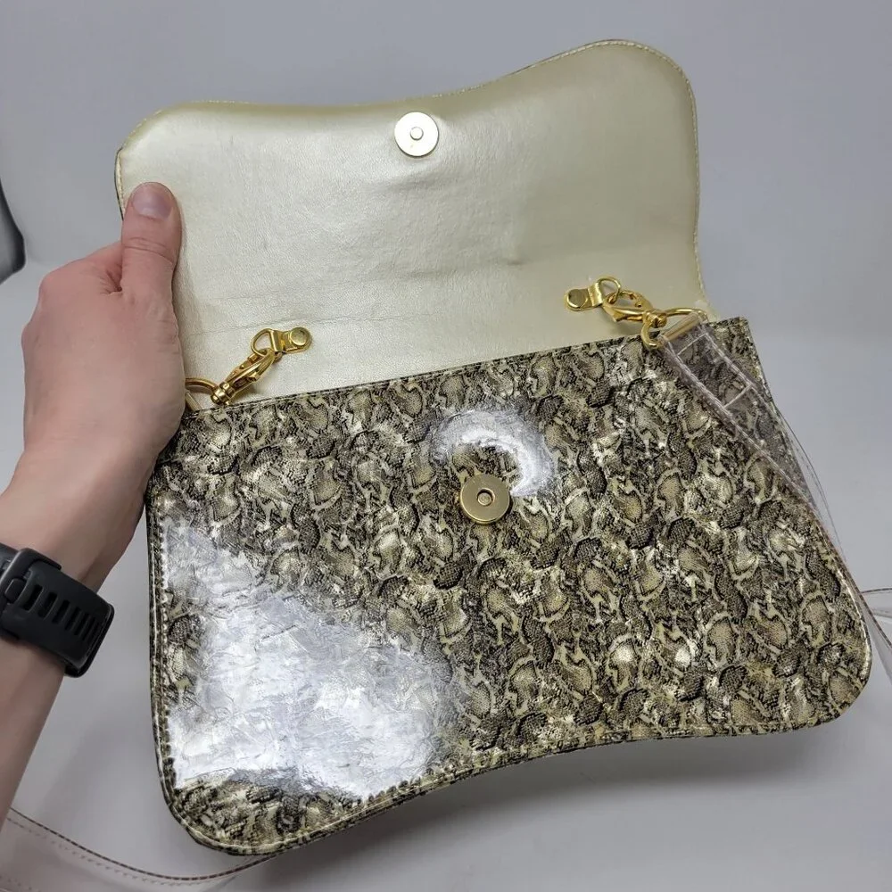 Vintage 80s Retro J. Renee Vinyl Plastic Crossbody Purse Handbag Fantasy Pearl S